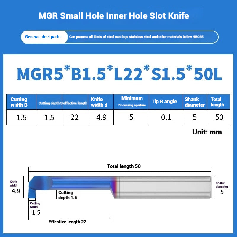 1134-MGR small bore groove cutter wear-resistant micro groove hook cutter CNC tungsten steel alloy small bore cutting groove turning tool Shandong Denso Pricision Tools Co.,Ltd.